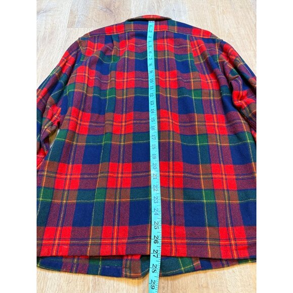Vintage 60's Pendleton Board Shirt 100% Wool Loop Collar Red Plaid Large - Picture 7 of 8